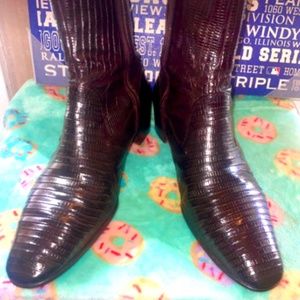 Mauri Lizard Skin Dark Brown Boots sz 11.5